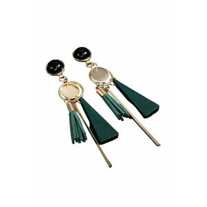 Cercei aurii - lungi - cu franjuri verzi si clips - Salme C1 - imagine
