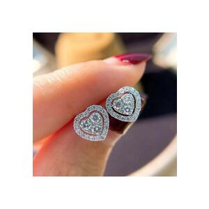 Cercei argintii - forma de inima - cu pietre din zirconiu - Dania C7 - imagine