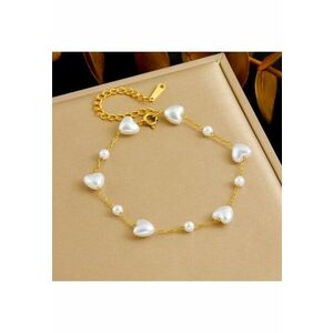 Bratara aurie - din otel inoxidabil - suflata cu aur 18k - cu perle in forma de inima - Elma C3 imagine