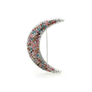 Brosa argintie - forma de semiluna - cu pietre multicolore - Agnette C1 imagine