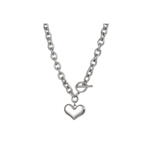 Colier argintiu - cu zale si pandantiv inima - Shania C17 - imagine