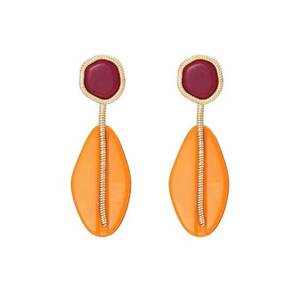 Cercei aurii - cu pietre portocalii si mov - Rosana C5 imagine