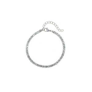 Bratara argintie - tennis - din otel inoxidabil - suflata cu aur 18k - cu pietre - Isolde C5 imagine