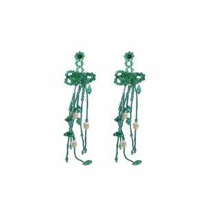 Cercei verzi - lungi - cu margelute si perle - Samira C20 - imagine