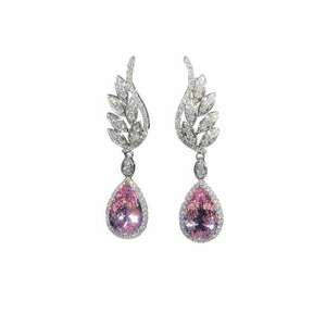 Cercei argintii - forma de lacrima - cu aripi si pietre din zirconiu - Sibel C14 - imagine