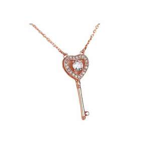 Colier rose gold - forma de cheie - cu pietre din zirconiu - 45 cm - Penny C10 imagine