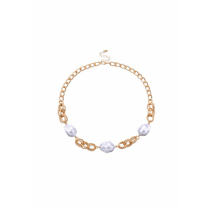 Colier auriu - cu zale si perle - Sarlina C19 - imagine