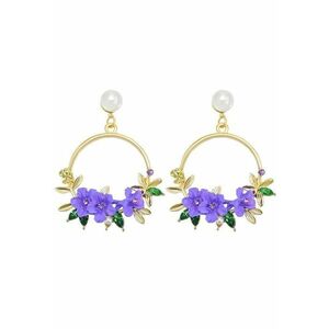 Cercei aurii - rotunzi - cu flori - Evanne C14 - imagine