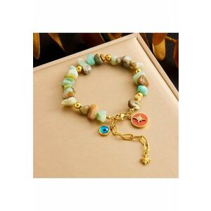 Bratara aurie - din otel inoxidabil - suflata cu aur 18k - cu pietre turquoise - Emma C3 imagine