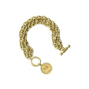 Bratara aurie - cu zale si banut - Lungime: 20.5 cm - Penel C7 imagine