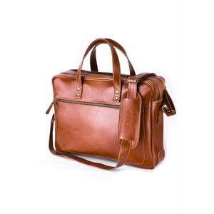 Geanta din piele pentru laptop cu aspect SL05 Newbridge Maro Vintage imagine