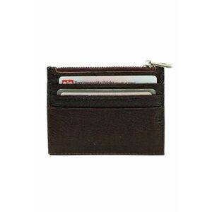 Portofel pentru carduri din piele naturala SW42 cu fermoar 10x8 cm visiniu imagine
