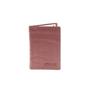 Portofel dama - piele naturala - roz pudrat - 11 -5x8 -5 cm - 9 compartimente imagine