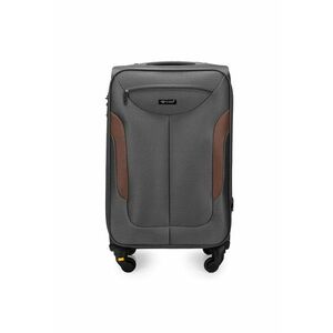 Troler mediu textil STL1801 M gri inchis-maro - valiza de calatorie moale imagine