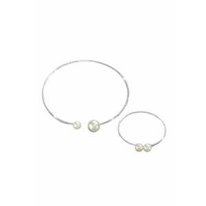 Set colier choker si bratara - argintiu - cu perle si pietre - Nicholas C23 imagine