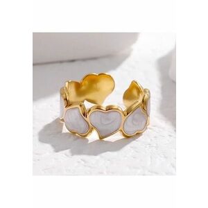 Inel auriu - reglabil - din otel inoxidabil - suflat cu aur 18k - forma de inimioare - Pepita C8 imagine