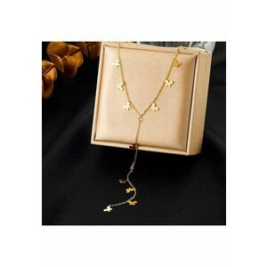 Colier auriu - din otel inoxidabil - suflat cu aur 18k - cu fluturasi - Dorethe C1 imagine