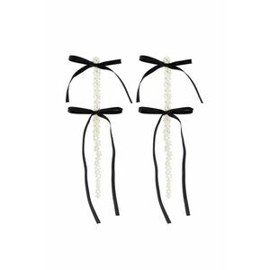 Cercei albi - lungi - cu perle si fundite negre - Mario C1 imagine