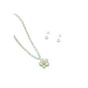 Set colier si 2 perechi cercei - auriu - cu perle si pietre - Leyla C15 - imagine