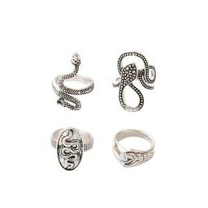 Set 4 inele - argintii - cu serpi - Toya C14 - imagine