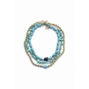 Set 3 coliere turquoise - cu margelute aurii - Amanda C2 imagine