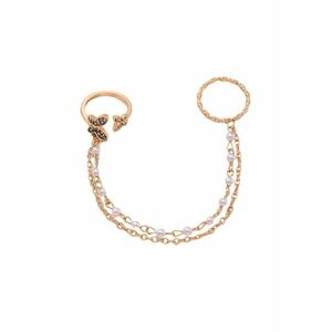 Inel dublu - cu lant - perle si fluture - Dorita C3 imagine