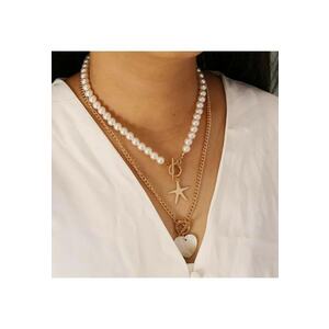 Set 2 coliere - aurii - cu perle - Sarline C19 - imagine