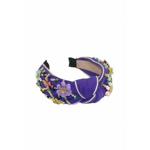 Bentita mov - cu nod si aplicatii florale - Mintha C3 - Textil - imagine