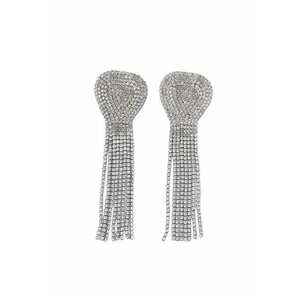 Cercei argintii - lungi - cu franjuri si pietre - Cindy C7 - imagine