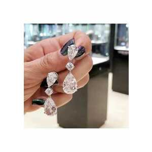 Cercei argintii - forma de lacrima - cu pietre din zirconiu - Thindra C5 - imagine