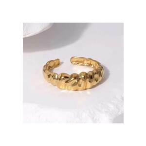 Inel auriu - reglabil - din otel inoxidabil - suflat cu aur 18k - forma croissant - Paula C8 imagine