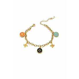 Bratara aurie - din otel inoxidabil - suflata cu aur 18k - cu zale si piese colorate diverse - Jade C5 imagine