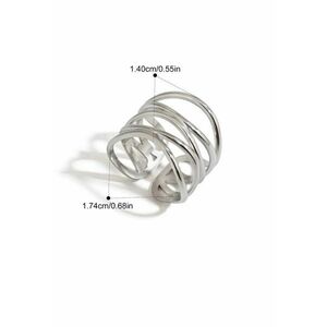 Inel argintiu - reglabil - din otel inoxidabil - suflat cu aur 18k - cu straturi multiple - Oliwia C8 imagine