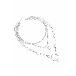 Colier in 3 straturi - argintiu - cu lacat - Linna C7 - imagine