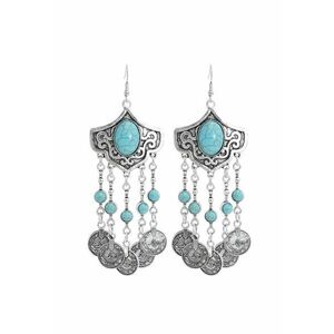 Cercei argintii - lungi - stil boho - cu banuti - Rino C1 - imagine