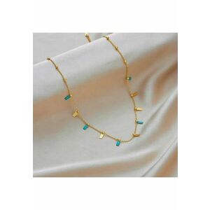 Colier auriu - din otel inoxidabil - cu piese turquoise - suflat cu aur 18k - Berite C12 imagine
