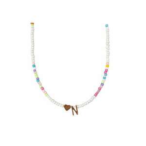 Colier auriu - cu margelute colorate - litera N C2 imagine
