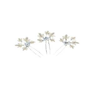 Set 3 accesorii par - aurii - tip ac - cu perle si frunzulite - Edina C5 - imagine