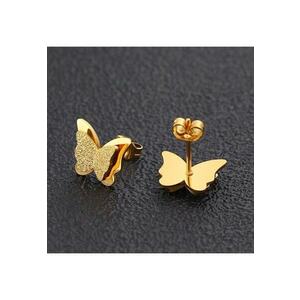 Cercei aurii - din otel inoxidabil - forma de fluturasi - suflati cu aur 18k - Fredly C1 imagine
