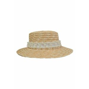 Palarie bej - de vara - din paie - stil canotiera - handmade - reglabila - cu accesoriu detasabil - Sima imagine