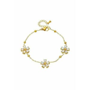 Bratara aurie - din otel inoxidabil - suflata cu aur 18k - cu pietre si floricele - Esaiana C3 imagine