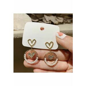 Cercei aurii - rotunzi - cu pietre si perle - Naida C8 imagine