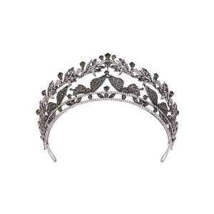 Coronita argintie - cu pietre gri si verzi - Amanda C6 - imagine