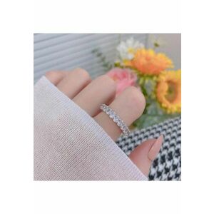 Inel argintiu - tennis - reglabil - suflat cu aur 14k - cu pietre din zirconiu - Mandy C1 - imagine