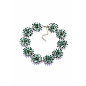 Colier auriu - cu flori si pietre verzi - Rozalia C6 - imagine