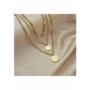 Colier auriu - din otel inoxidabil - suflat cu aur 18k - in 3 straturi - cu banuti - Doreen C12 imagine