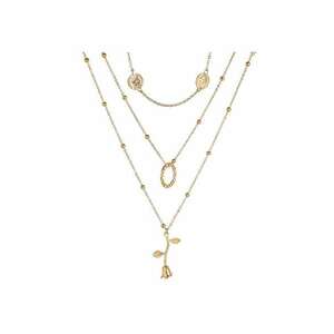 Colier auriu - in 3 straturi - cu banuti si trandafir - Serine C21 - imagine