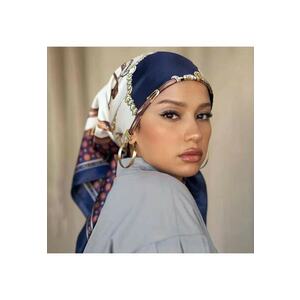 Esarfa bleumarin - patrata - cu imprimeu - Halda C2 - imagine