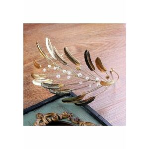 Coronita aurie - cu frunze si perle - Krishna C1 imagine