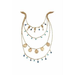 Colier auriu - in 4 straturi - cu banuti si margelute - Serafia C21 - imagine